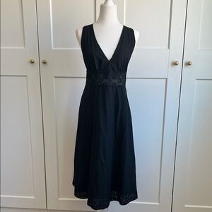 Calypso Christian Celle Black Sleeveless Eyelet Dress | Small